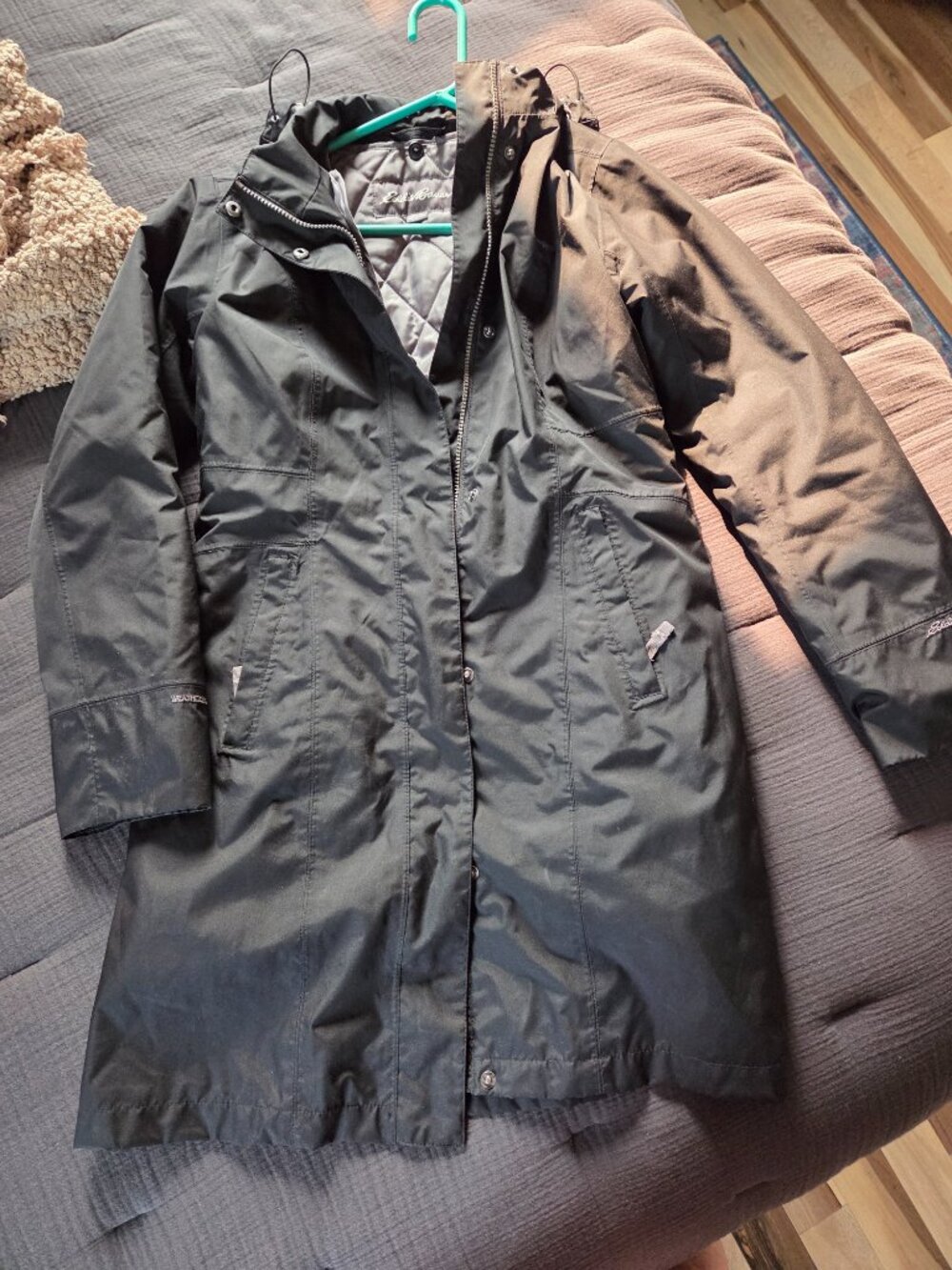 Eddie Bauer Waterproof Trench Coat w Removable Quilted Lining & Zip-off Hood, XS